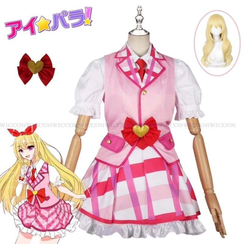 Anime Aikatsu! Cosplay Hoshimiya Ichigo Cosplay Costume Pink Lolite Dress Hoshimiya Ichigo Wig Women Hallowen Party Cosplay Suit