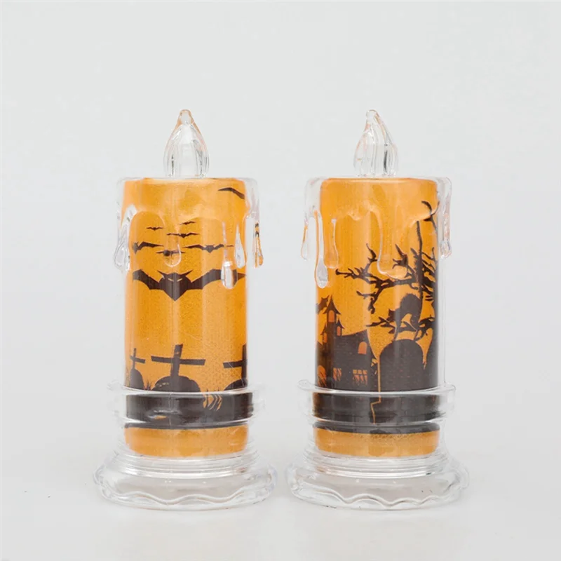 

AK25-12Piece Halloween Candle Halloween Flameless Candles Light Decorative Candle Spooky Skulls Ghosts Pattern LED Candle Lamp