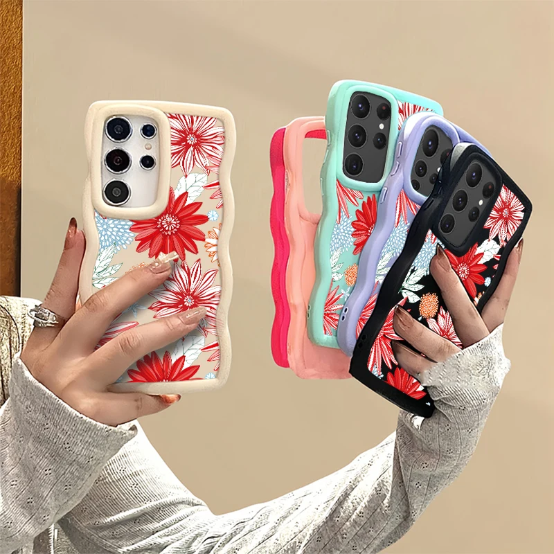 Colorful Beautiful Fashion Wave Phone Case For Samsung Galaxy S21 S22 S23 FE S24 S25 PLUS ULTRA 4G 5G Soft Protective Cover