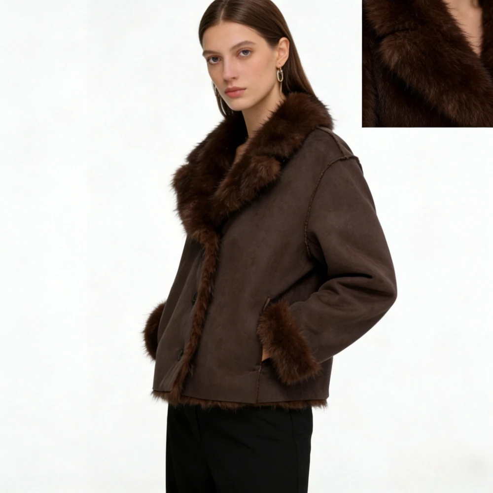 

Yaminiya двустороннее толстое меховое высококачественное модное пальто, куртки, кожаная куртка, женская зимняя одежда, теплая одежда 2026, новая одежда