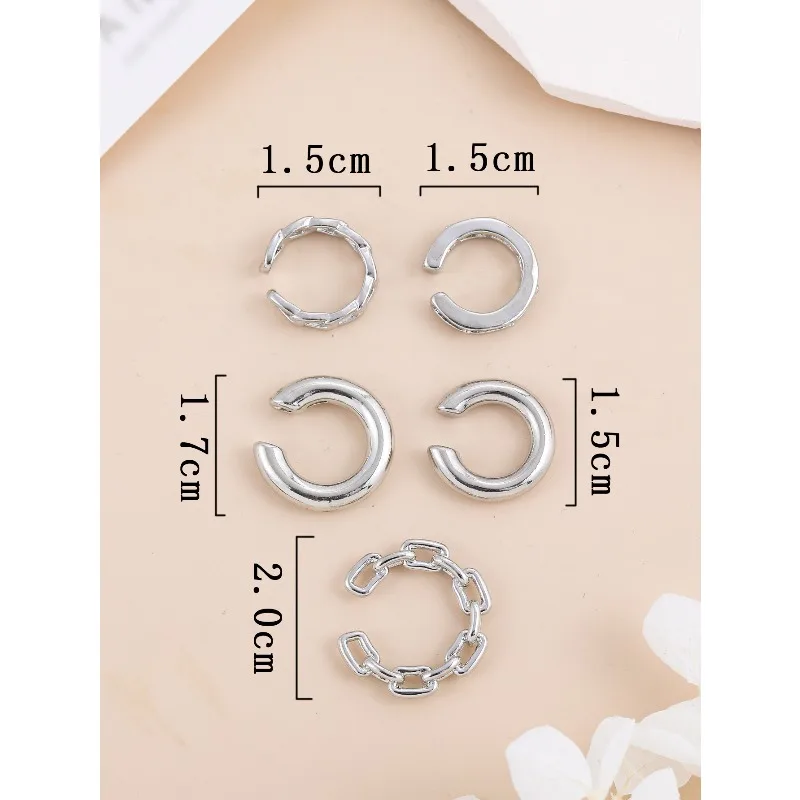 A Pair Adjustable Non-Piercing Clip Earrings for Open Ear Wrist Helical Wrapping Jewelry Gift C-ring Ear Bone Clip Retro