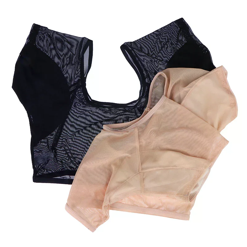 Underarm Sweat Pad Vest Absorbent Deodorant Pad Women T-shirt Shape Sweat Pads Reusable Washable Transparent Mesh