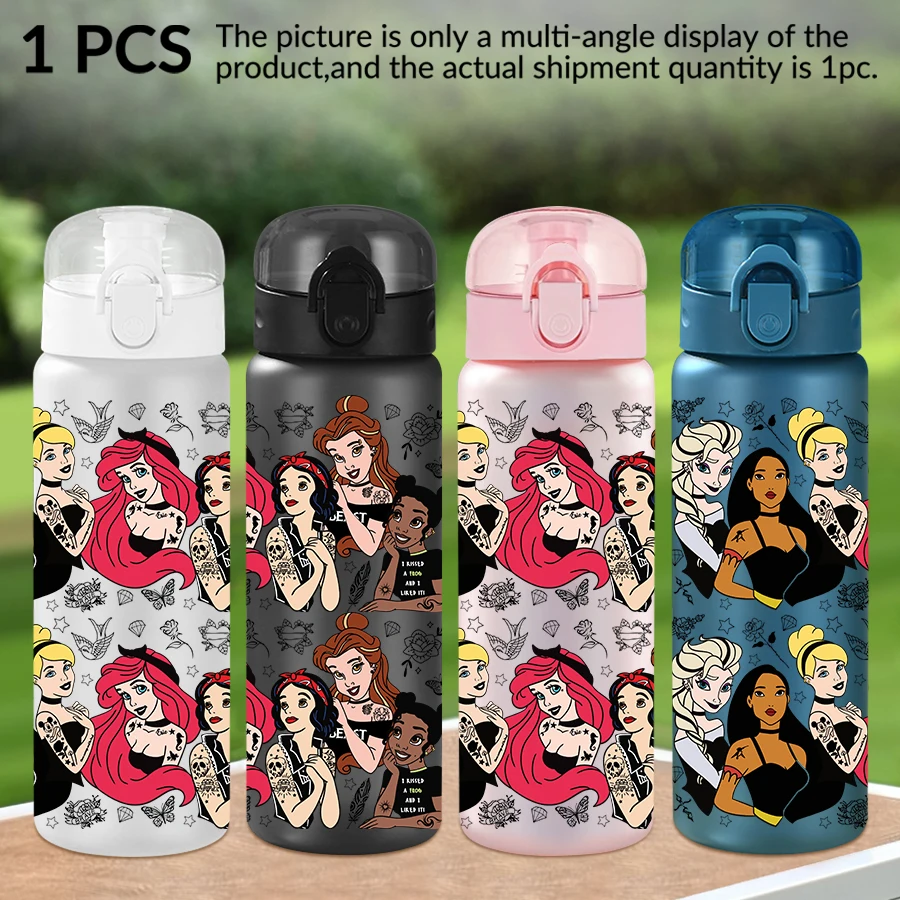 1 szt. Disney Księżniczki Tatuaż Design Butelka na wodę z tworzywa sztucznego o pojemności 770 ml Kubek na wodę do sportów na świeżym powietrzu Prezent na urodziny/święto powrotu do domu