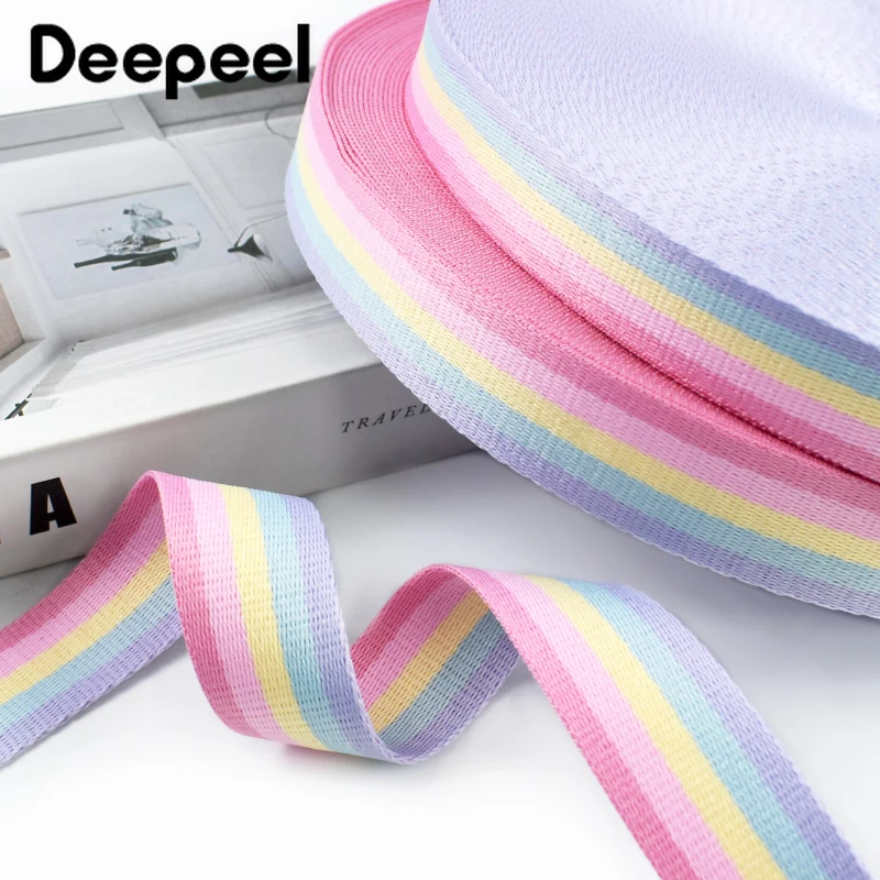 

5/10Meters 25/32mm Rainbow Webbing Strap Pet Collar Bias Binding Safety Band Belt Sling Decorative Braid Ribbon Sewing Accessory