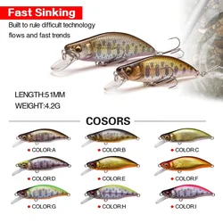 4.2g 5.1cm Japan Mini Crankbait Minnow Pesca Sinking Fishing Lure Perch Wobbler for Fish Jerkbait Trout Hard Artificial Bait