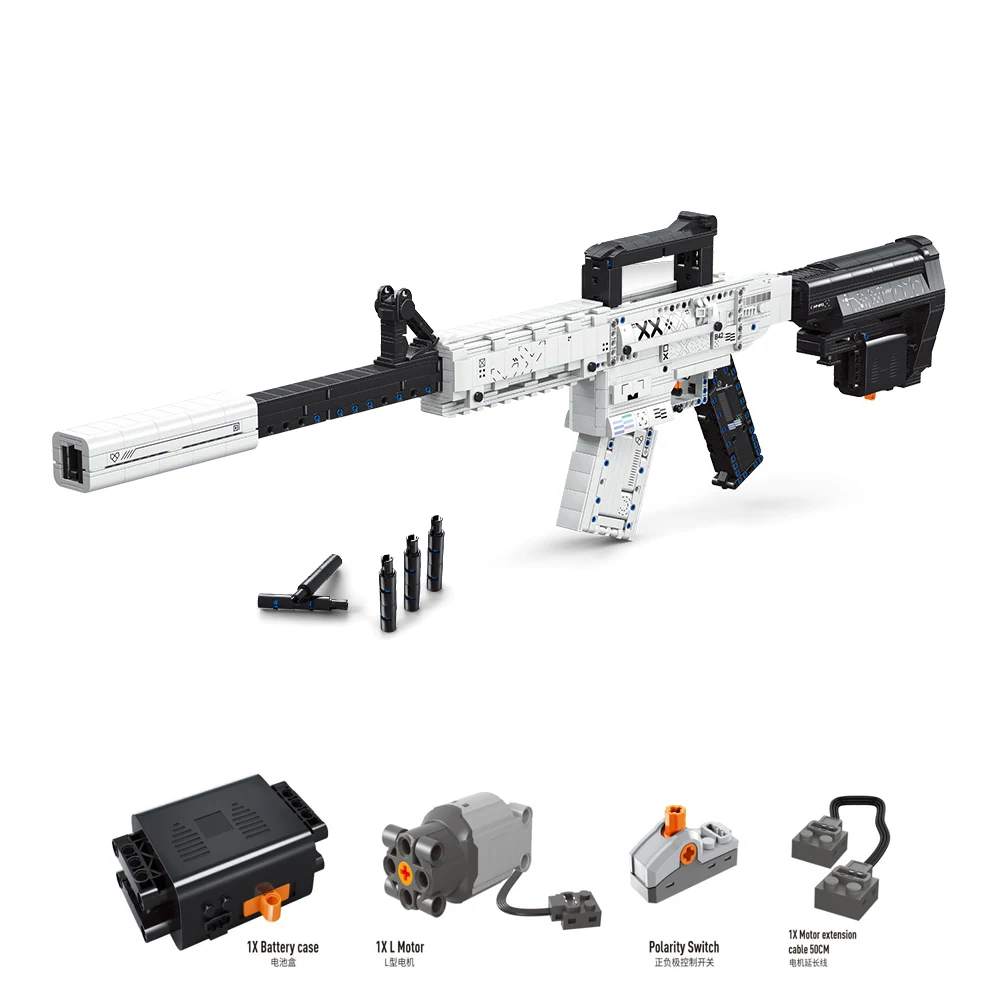 

В НАЛИЧИИ MOC Idea Electric M4A1 Block Gun Модель Военное оружие Кирпичи Сборка игрушек для детей Подарочный набор на день рождения