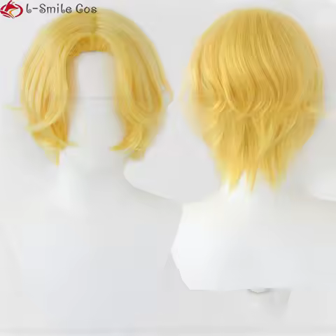 Anime Sabo Cosplay Wig Short Gloden Curly Hair Sabo Cosplay Anime Wig Heat Resistant Hair Men Halloween Party Wigs + Wig Cap