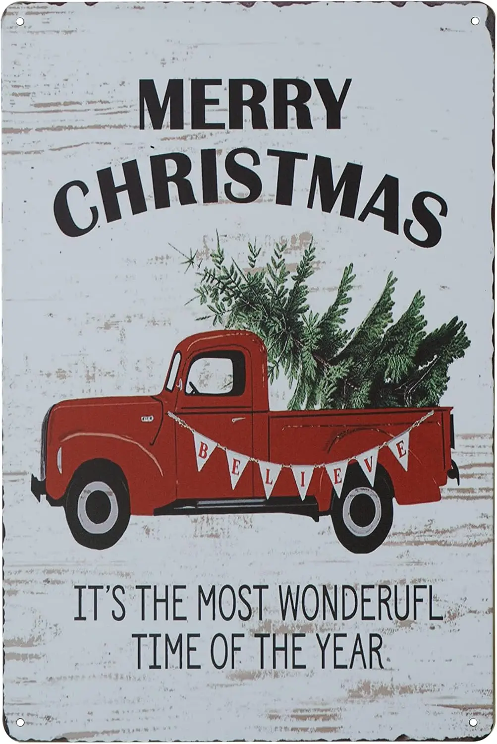 Merry Christmas Trees Funny Truck Retro Vintage Bar Metal Tin Sign Poster Style Wall Art Pub Bar Decor Coffee Cup Signs Size 8X1