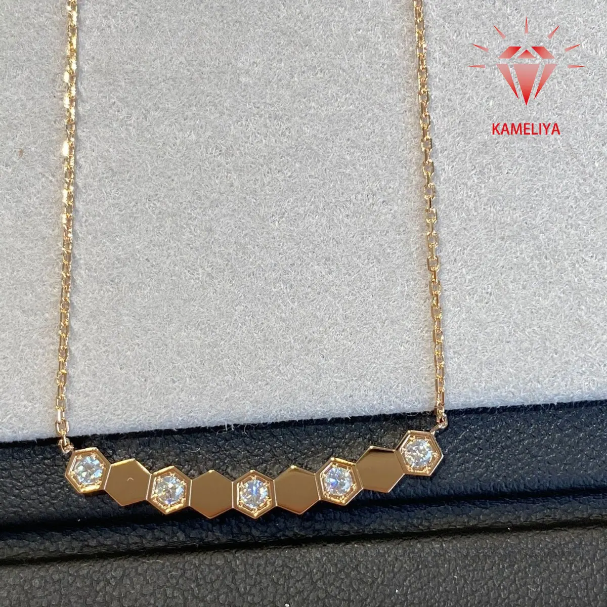 

KAMELIYA ожерелье с подвеской в виде сот, стерлинговое серебро S925, браслет-цепочка с цирконием для женщин, комплект ювелирных украшений с покрытием из розового золота 18 карат