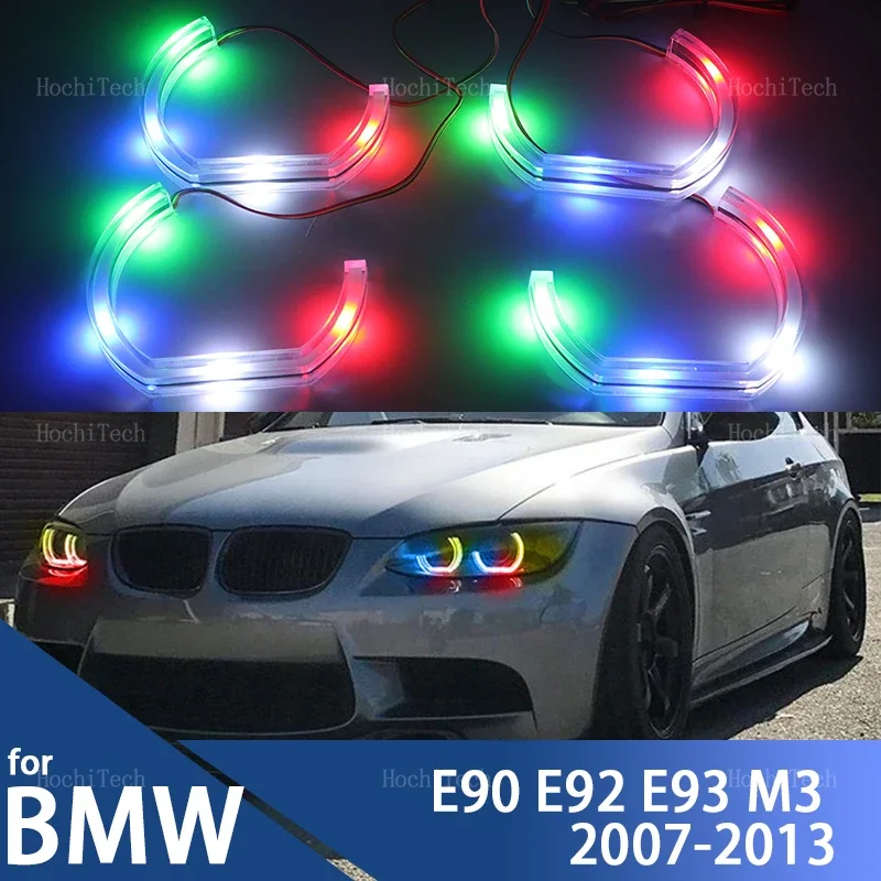 For BMW 3 Series E90 E92 E93 M3 2007-2013 Coupe Cabriolet LED Angel Eyes Kit Ring flashing Headlight Lamps with turn signal