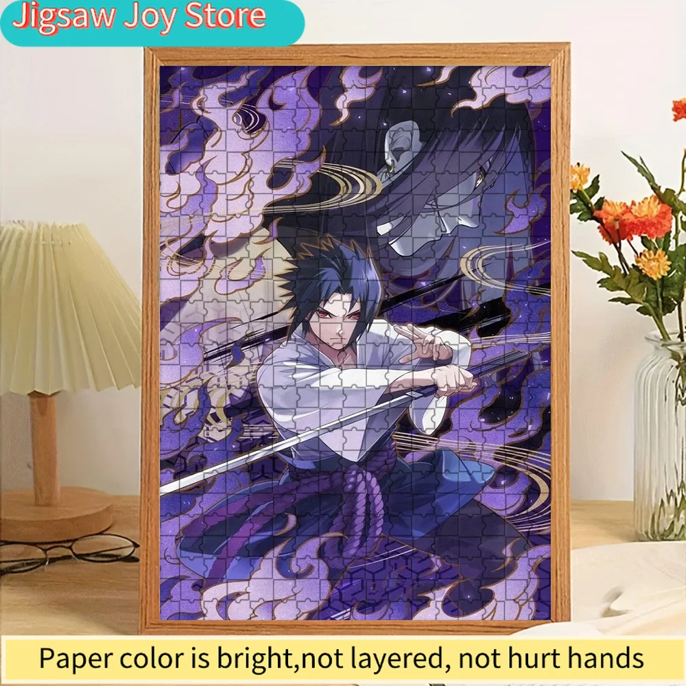 

High Quality Paper Jigsaw Puzzle Anime Uchiha Sasuke with Purple Flames and Orochimaru Vivid Color Printed Premium Recycled Pape