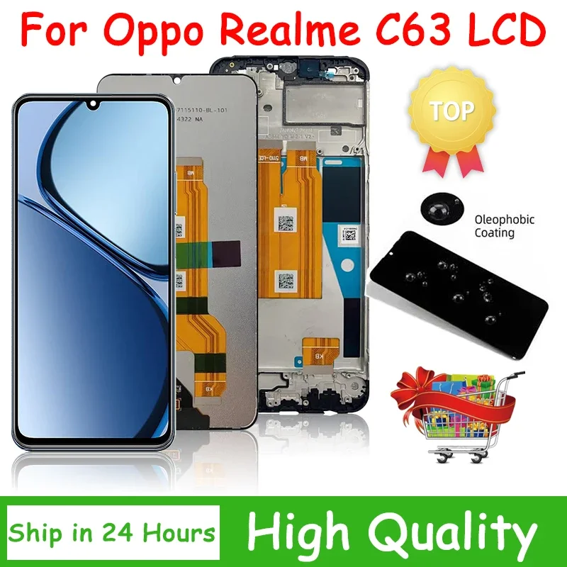 

Высококачественный ЖК-дисплей 6,75 дюйма IPS для OPPO Realme C63 4G, рамка + дигитайзер сенсорной панели 6,75 дюйма для Oppo Realme C63, ЖК-рамка