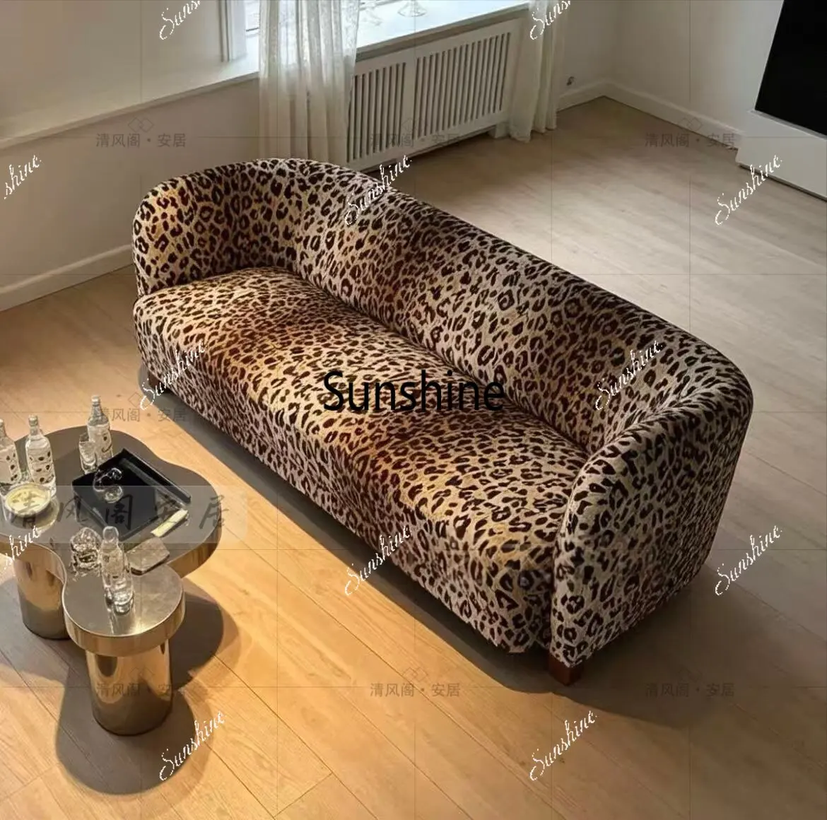 Medieval wabi-sabi wind leopard print sofa light luxury small apartment bedroom photography studio homestay furniture