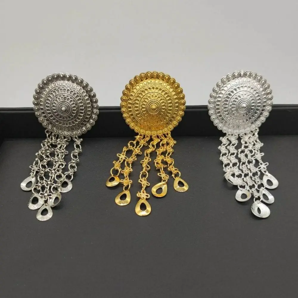 Ancient Style Headwear Thai Headdress Ancient Hanfu Headwear Gold Metal Hair Sticks Leaf Umbrella Dai Style Hair Clip Women view 3