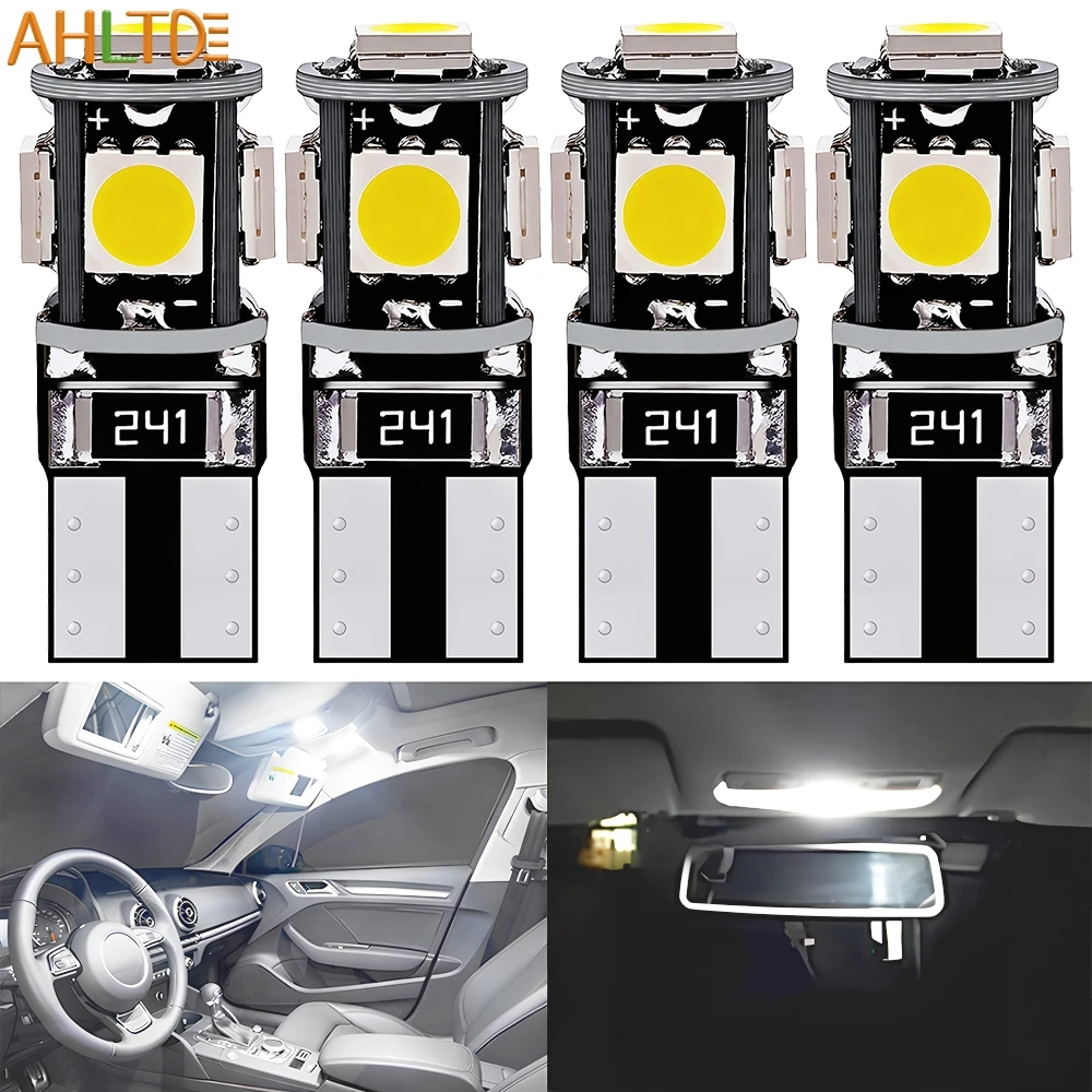 

4PCS Auto T10 W5W 5050 5SMD Brake Led Canbus Interior Dome Reading Bulb Reverse License Plate clearance signal Light Waterproof