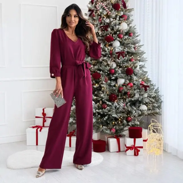 

Women's One-Piece Cisas Eve Casual Long Sve High Waist Diamond Embellied Thiened Pants Original Design Faionable