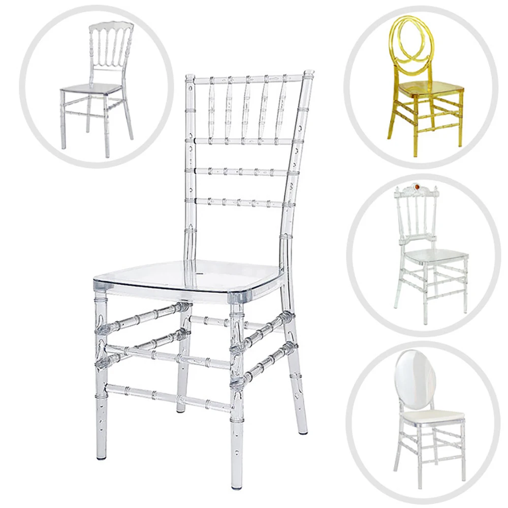 

Factory Supply Event Acrylic Crystal Resin Chiavari Tiffany Transparent Plastic Clear Acrylic Wedding Banquet Chair For Wedding