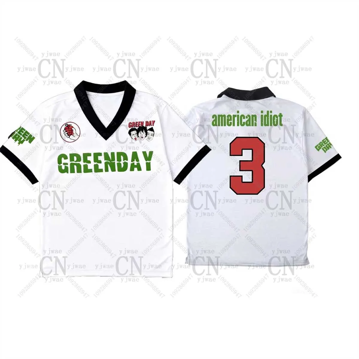 Modisches Fußballtrikot, American-Punk-Rock, beliebte Single-Sport-T-Shirts, Green Day Fan-Geschenke, Sommer-T-Shirts für Herren und Damen