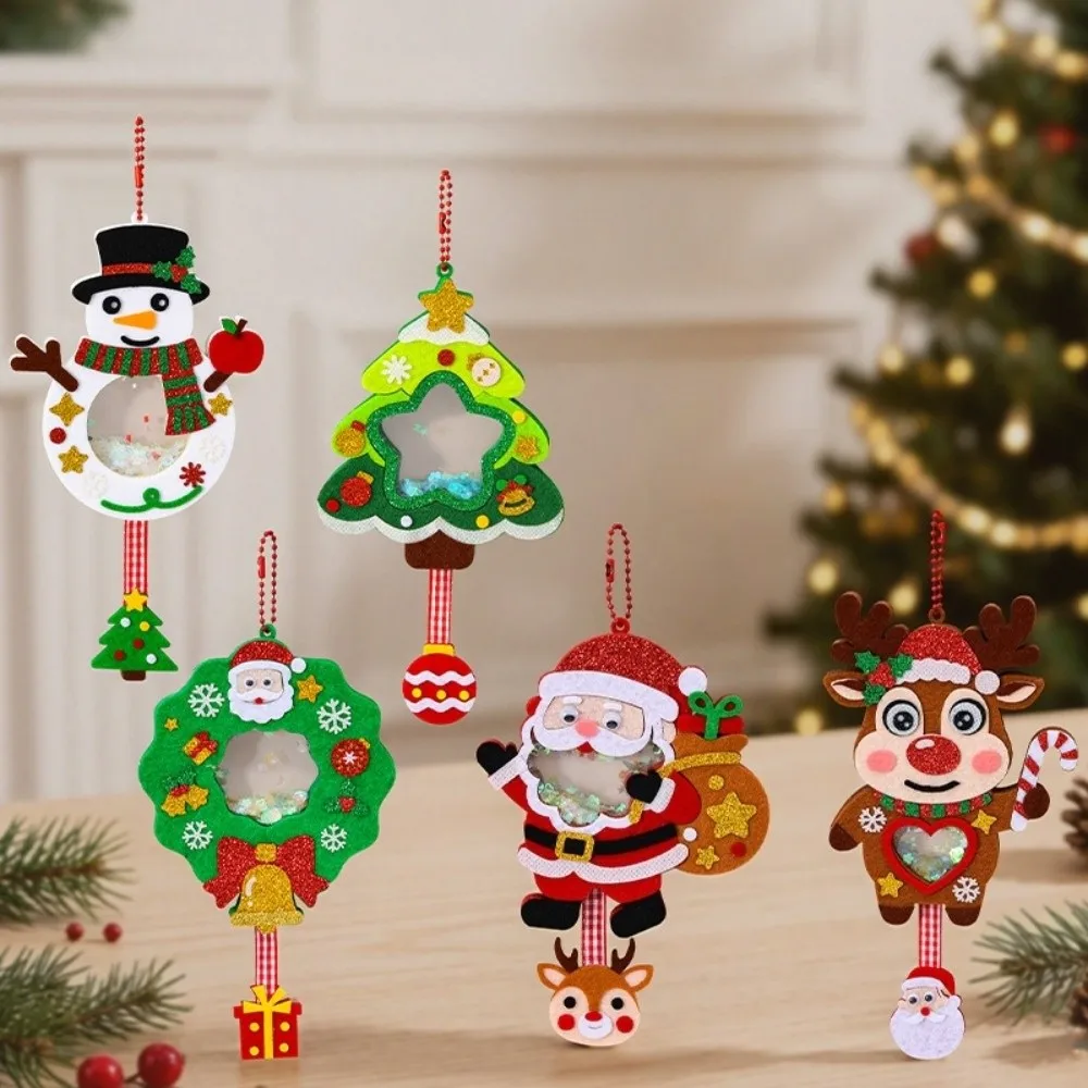 Christmas Wreath DIY Christmas Pendant Santa Claus Elk Xmas Non-Woven Charms Snowman Christmas Tree Shaking Sequins Christmas