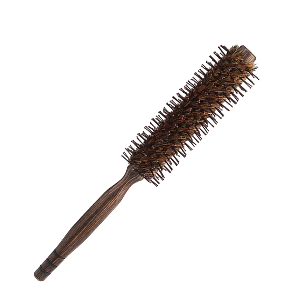 

Round Hair Brush For Curly Thick Hair Wood Handle Boar Bristle Detangling Comb Styling Blow Drying Roller Brush