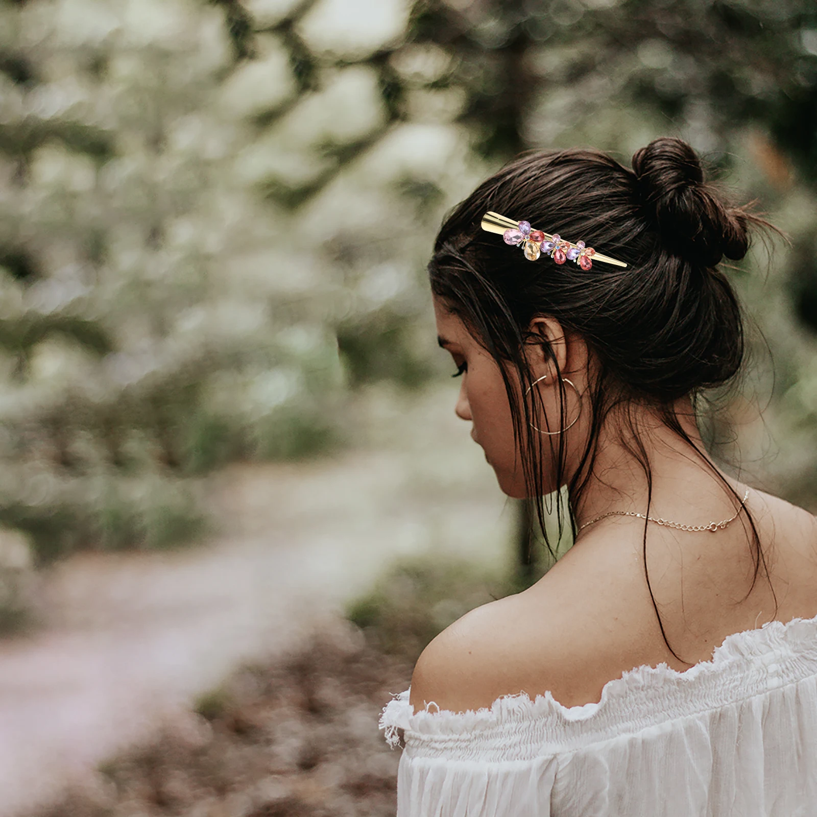 

Horn Design Hair Clip Dazzling Crystal Butterfly Sparkle Barrette For Women Thin Thick Hair Bridal Wedding Party Wear