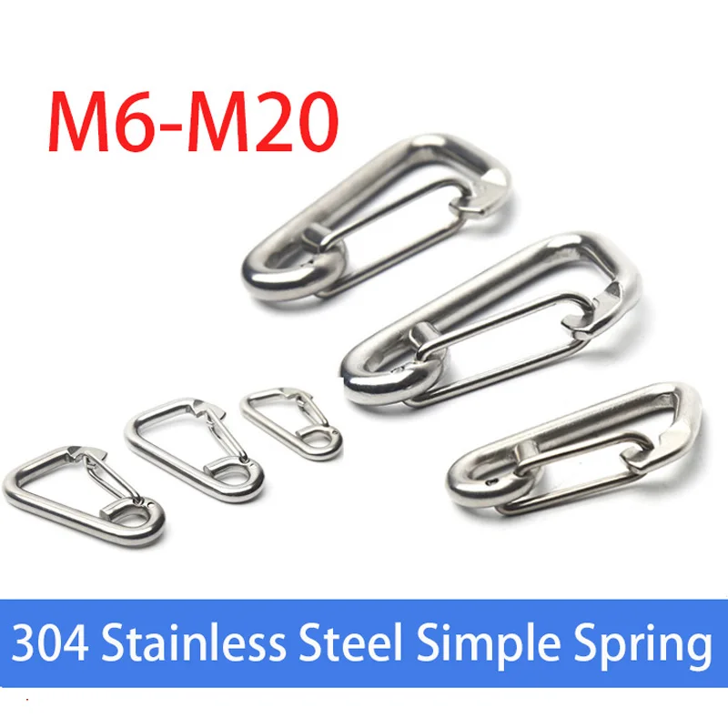 

1PCS M6-M20 304 Stainless Steel Spring Buckle Carabiner Snap Hook Link Spring Clasp Quick Hanging Hook Safety Buckle Hook