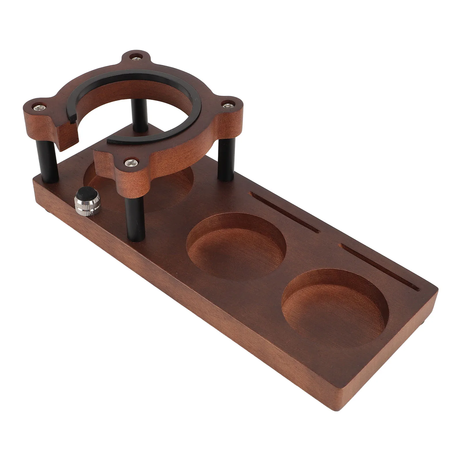Suporte de portafilter de café para tocar estação de adulteração de café de madeira multifuncional prático para fazer café