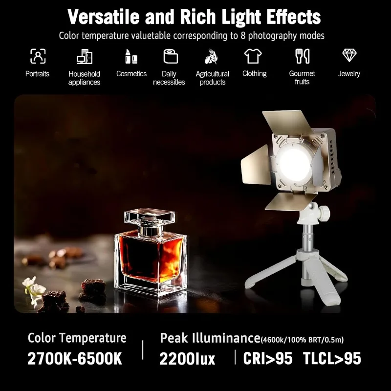 NiceVeedi Pocket RGB Vlogging Light, Portable Bi-Color Handheld Light, 2700K-6500K, CRI 95+, 12 Effects, 5000mAh Battery