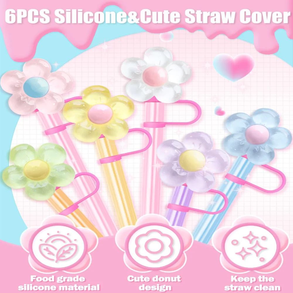 5/6/8pcs Silicone Straw Plug Reusable Cup Accessories Drinking Dust Cap Dust-proof Splash Proof Straw Tips Cover Water Glass