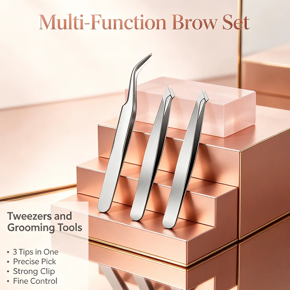 Multi Shape Stainless Steel Eyebrow Tweezers for Daily Home Beauty Optimize Eyebrow Outline Clear Short Fine Facial Stray Hairs