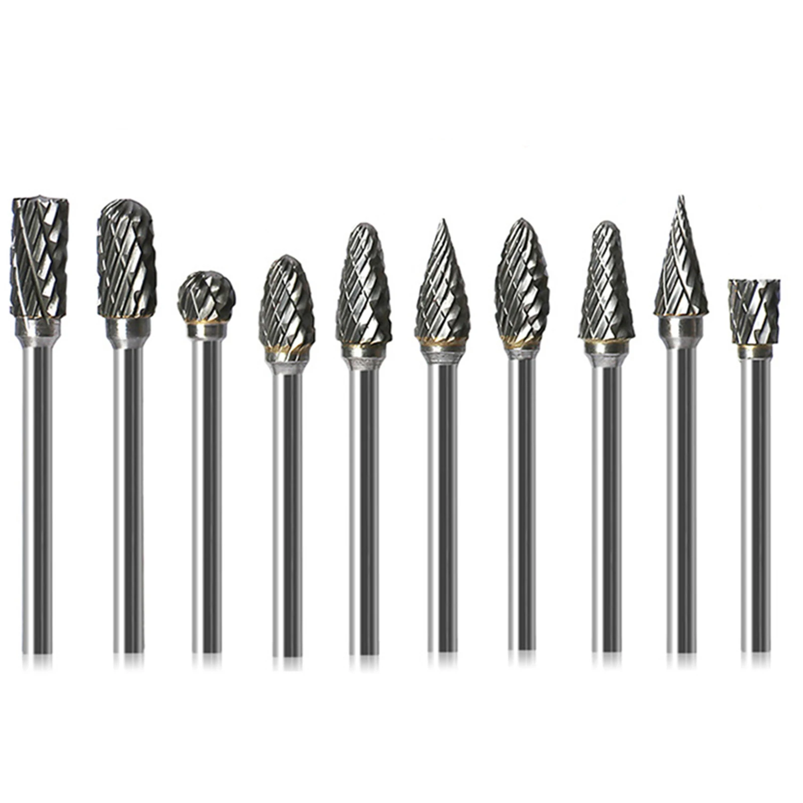 

Carbide Burr Set 10pcs Tungsten Carbide Rotary Files Bits For Die Grinder Metal Wood Carving Polishing Drilling