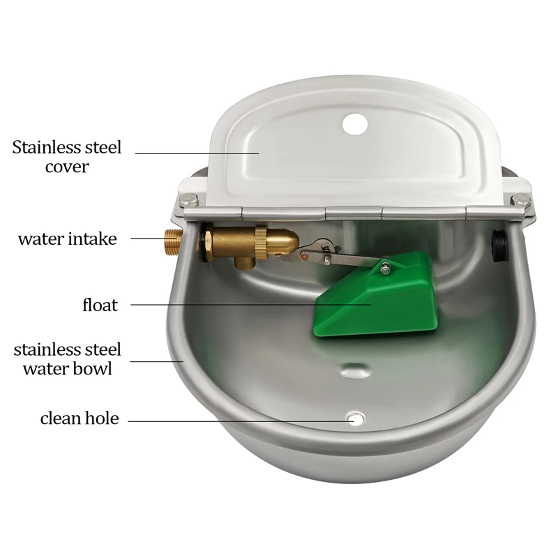 Imagem -03 - Automático Flutuador Agricultura Calha Tigela de Água Bebedor de Gado com Válvula de Cobre Distribuidor Animal Ovelha Vaca Aço Inoxidável