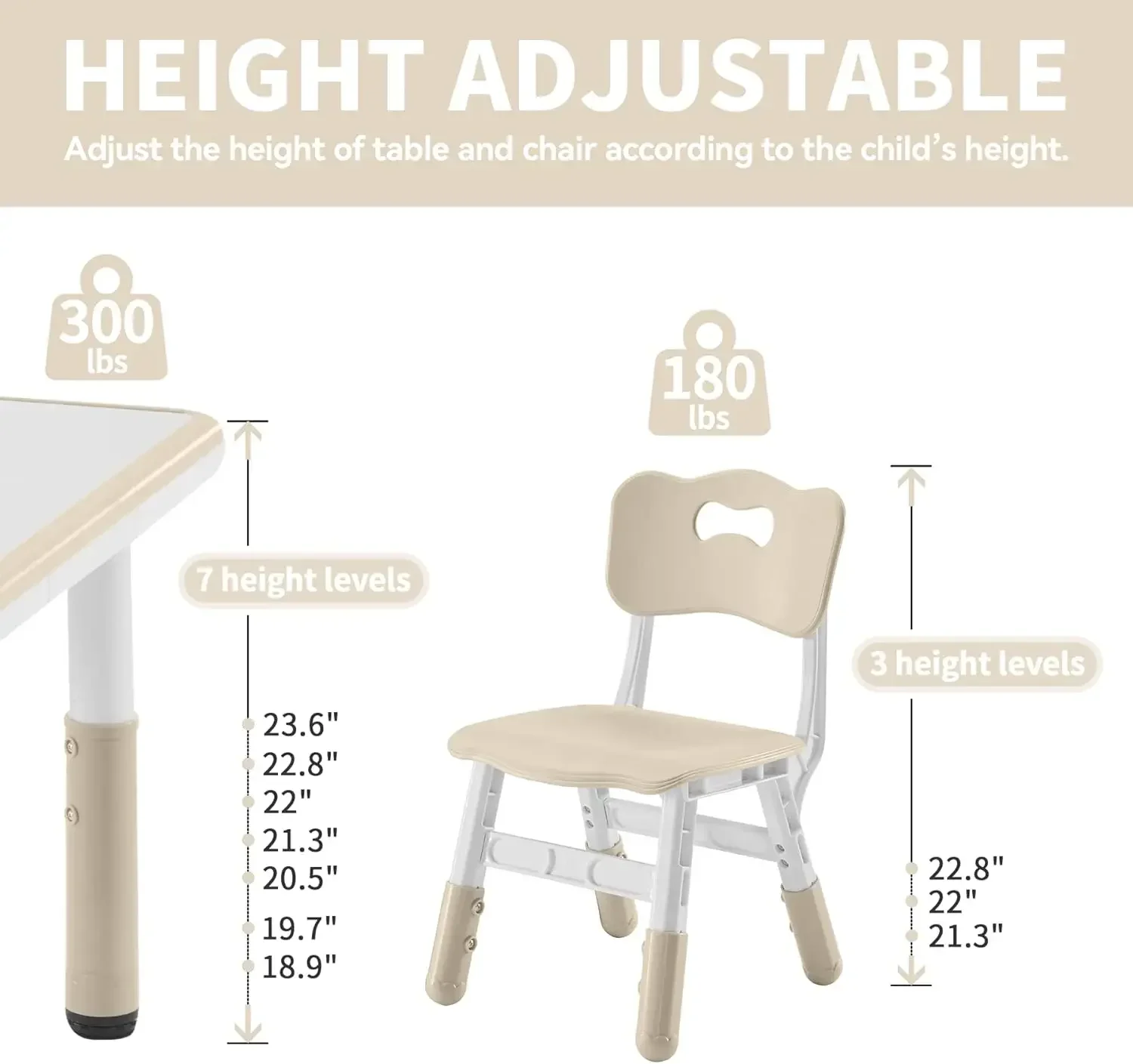 テーブルと椅子セット 4人用 長さ47.2インチ x 幅23.6インチ 子供用学習テーブルと椅子セット 高さ調節可能 グラフィティデスクトップ 子供用