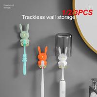 1/2/3PCS Toothbrush Holder Strong Adhesive Sticking Wash Cup Toothbrush Hanger Multi-functional Cartoon Rabbit Wholesale