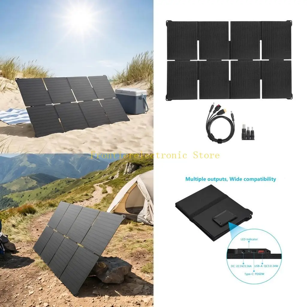 

G8DB 80W Foldable Solar Panel with 12V 5V Fast USB Output for Phones Tablet Camping Hiking Backpacking Folding Panel