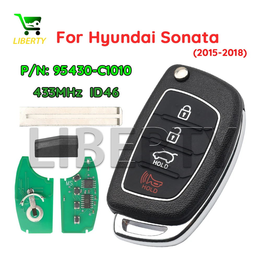 

Liberty 433MHz ID46 Chip PN: 95430-C1010 FCC ID: TQ8-RKE-4F16 for Hyundai Sonata 2015 2016 2017 2018 Flip Remote Key Fob