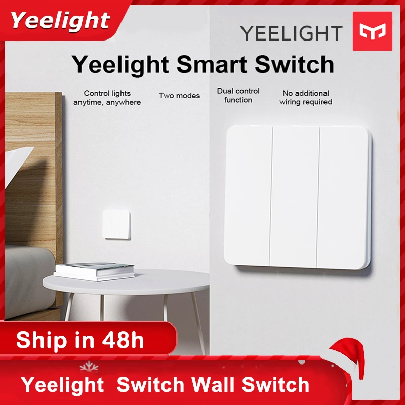 Yeelight Smart Wall Switch Self-Rebound Design Support Slisaon For Ceiling Light YLKG12YL/YLKG13YL/YLKG14YL