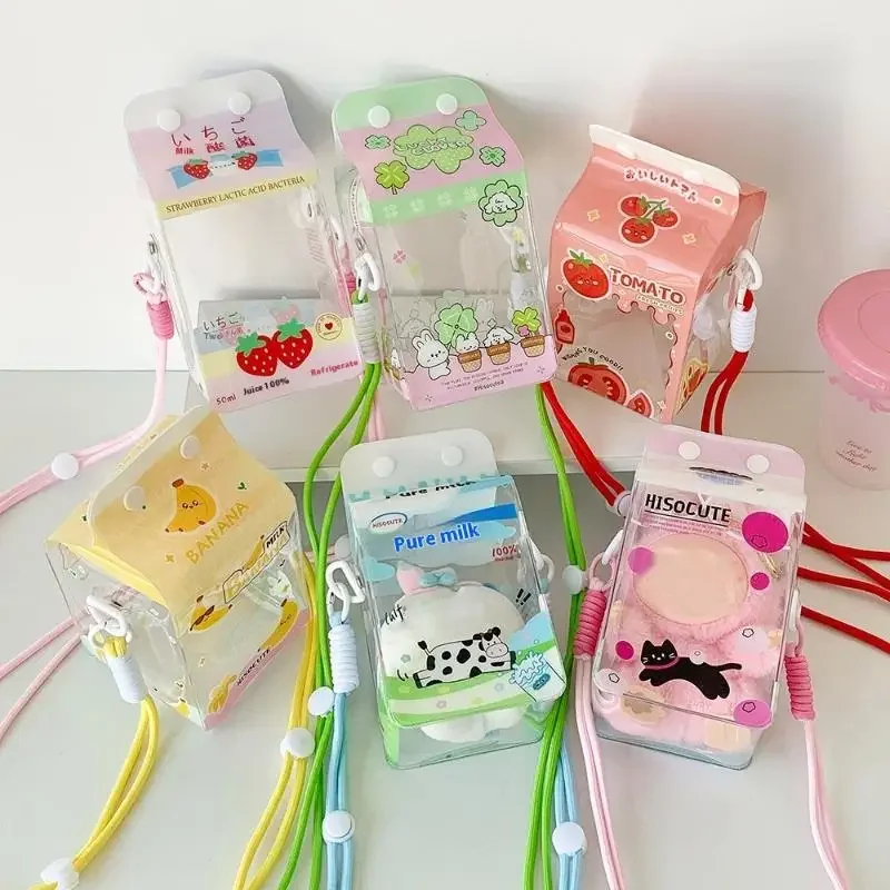 

Очаровательная коробка для молока, сумка для игрушек, кошелек для показа значков, прозрачный чехол для хранения, декоративная сумка, коробка для куклы для путешествий со шнурком