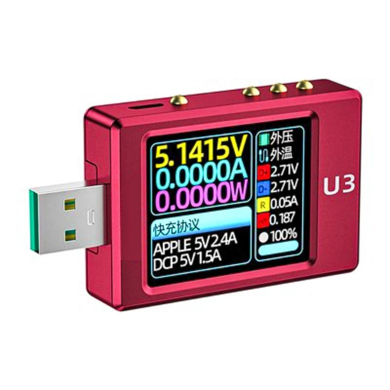 USB Tester Current Meter Monitors 6A Ripples Spectrum Tester U3 USB Meter Power Capacity Fast