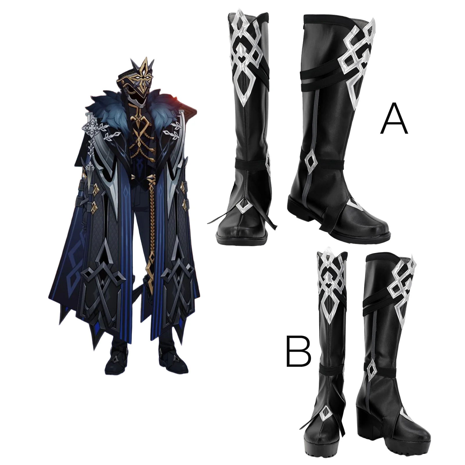 Genshin Impact Fatui Harbinger Capitano Cosplay Shoes Custom Made Leather Boots