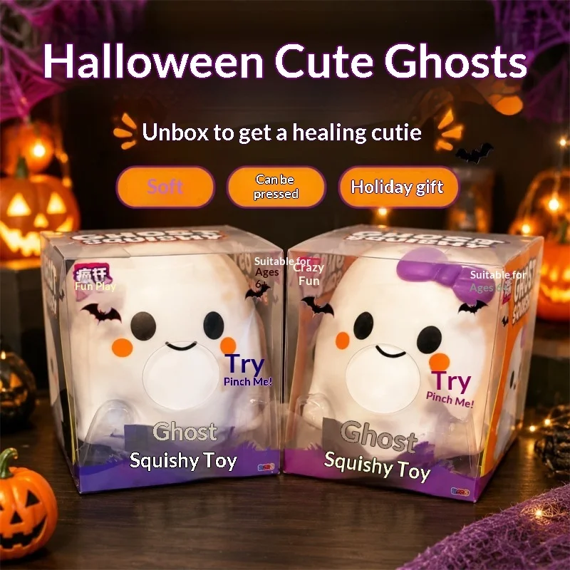 

Crazy Fun 13cm Ghost Squishy Toy, TPR Flour-Filled Fast Rebound Stress Relief Decompression Fidget for Adults Halloween Gift