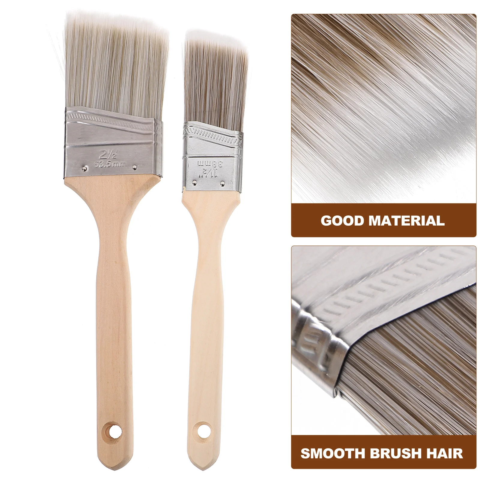 

5Pcs Oil Paint Brush Set Wooden Handle Soft Bristle Durable Painting Wall Furniture Art Brush Portable Multiuse Painting Tool