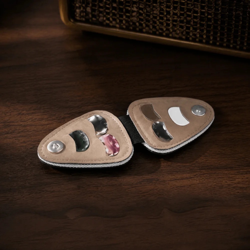 Durable PU Synthetic Leather Guitar Pick Holder Case Black Guitar Pick Storage Bag Pick Carrying Case For Guitarists