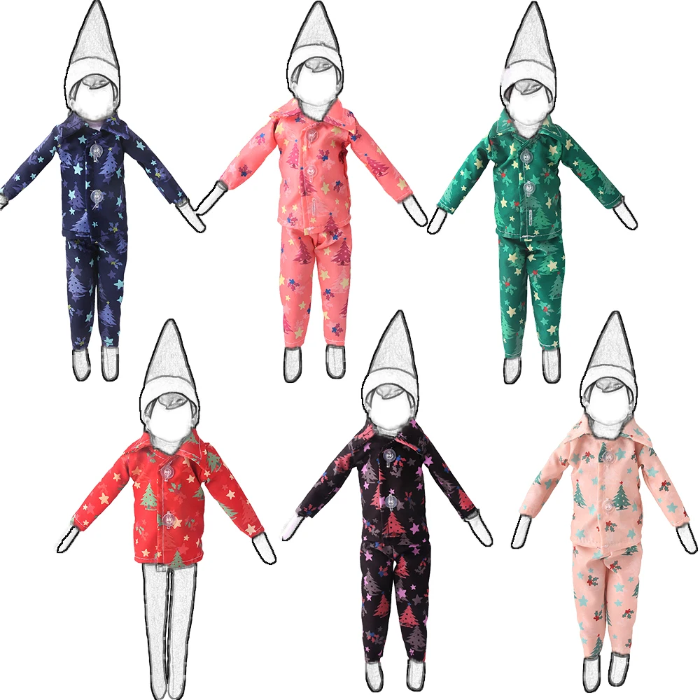 37cm Christmas Doll Pajama Sleeping Robe Christmas Clothing Baby Doll Clothing Toy Christmas Gift Bathrobe Doll Dress up Clothin