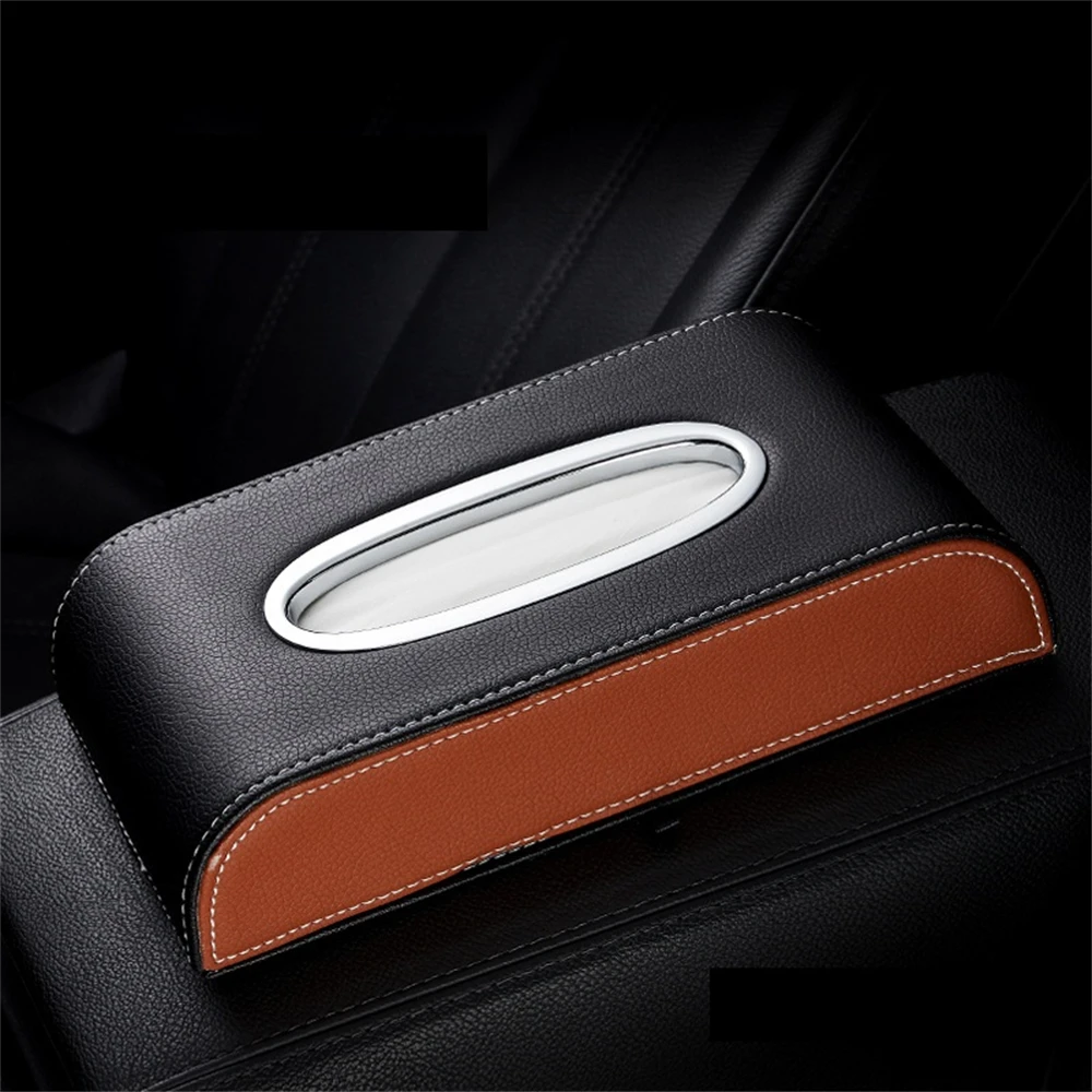 Universal Car Tissue Box Creative Leather Napkin Holder Box Back Seat Tissue Storage Decoration