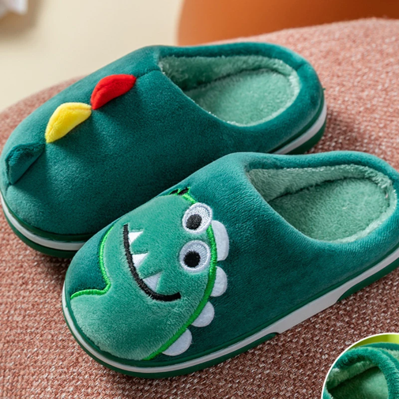 Children Cotton Slippers Winter Warm Plush Slippers for Girls Baby Home Shoes Children Dinosaur Slippers Kids Shoe for Girl 신발