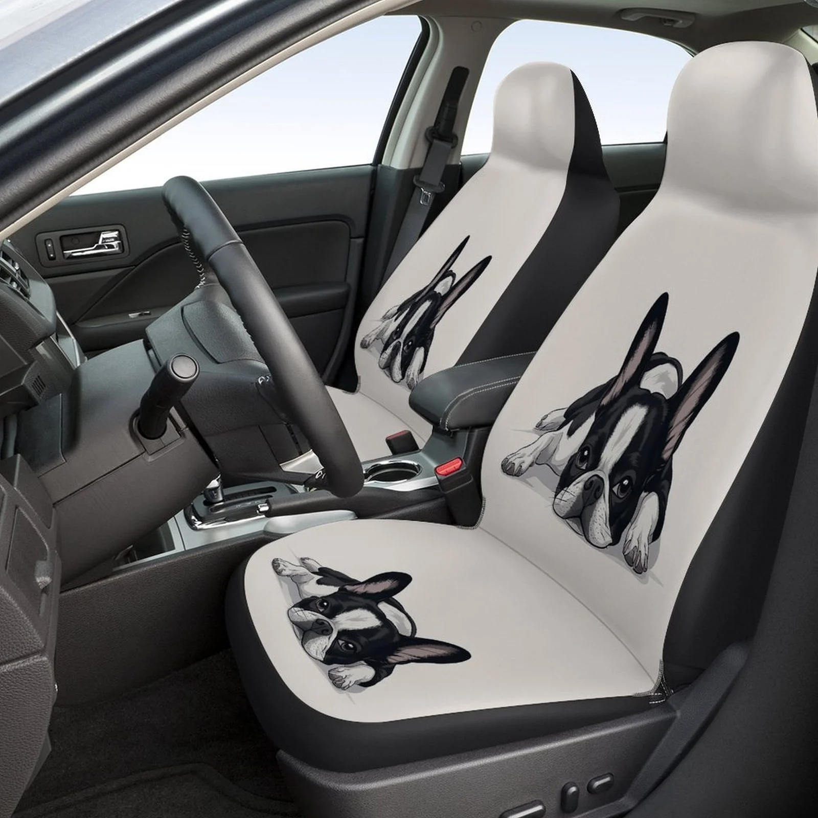French Bulldog Resting Themed Car Seat Cover Set For Most Cars, Trendy High-quality Car Seat Protector Covers Full Set, Universa