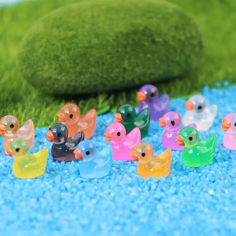 Luminous Resin Ducks 20pcs Miniature Figurines Ornament Landscape Decoration With Attractive Lighting For Balcony Bedroom