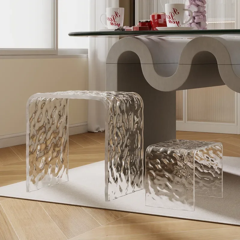 Transparent Acrylic Stool Small Round Seat for Living Room Bathroom Waterproof Low Chair for Kids Dressing Shoe Changing