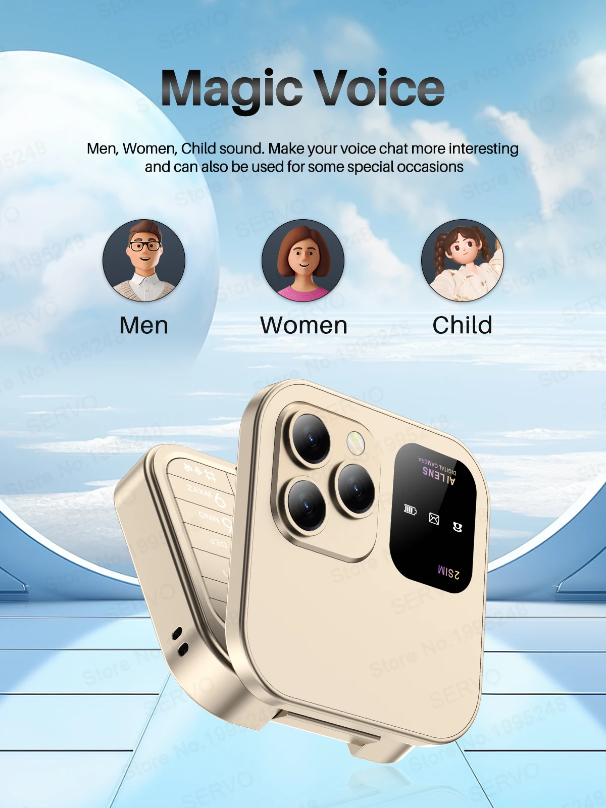 SERVO Original I16 Pro Foldable Mini Mobile Phone 2SIM Card Speed Dial Fold Telephone Magic Voice Blacklist Flip Cellphone TypeC